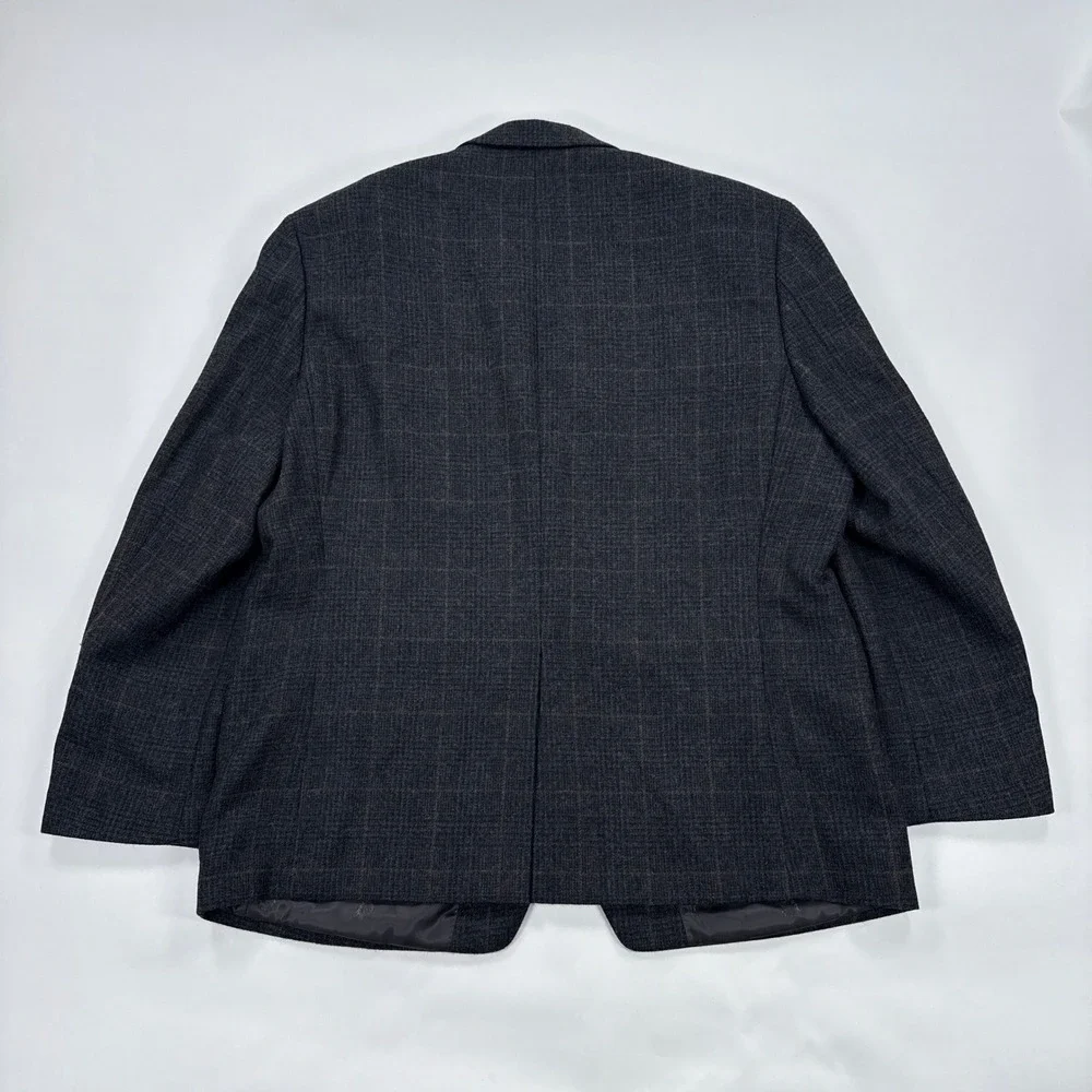 Lauren Ralph Lauren Mens Blazer 46R Charcoal Plaid Wool Sport Coat Old Money